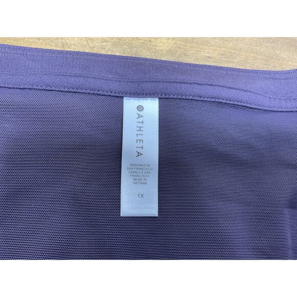 Athleta Shanti Lace Top Plus 1X Deep Crocus Violet Fitted Crop Scoop - Picture 5 of 12